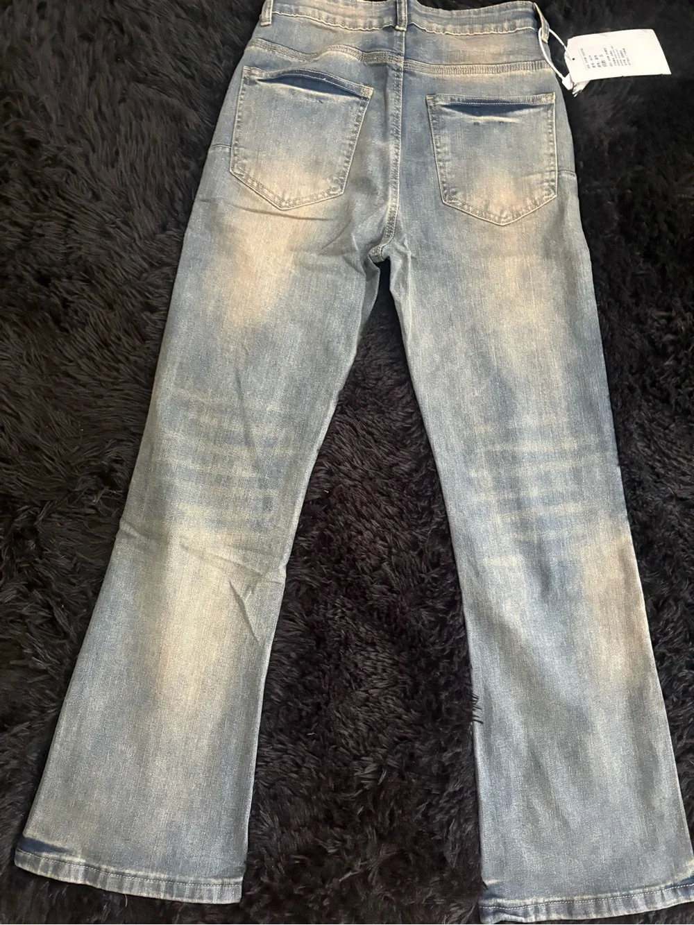 Men's Distressed Bootcut Jeans - Washed Blue